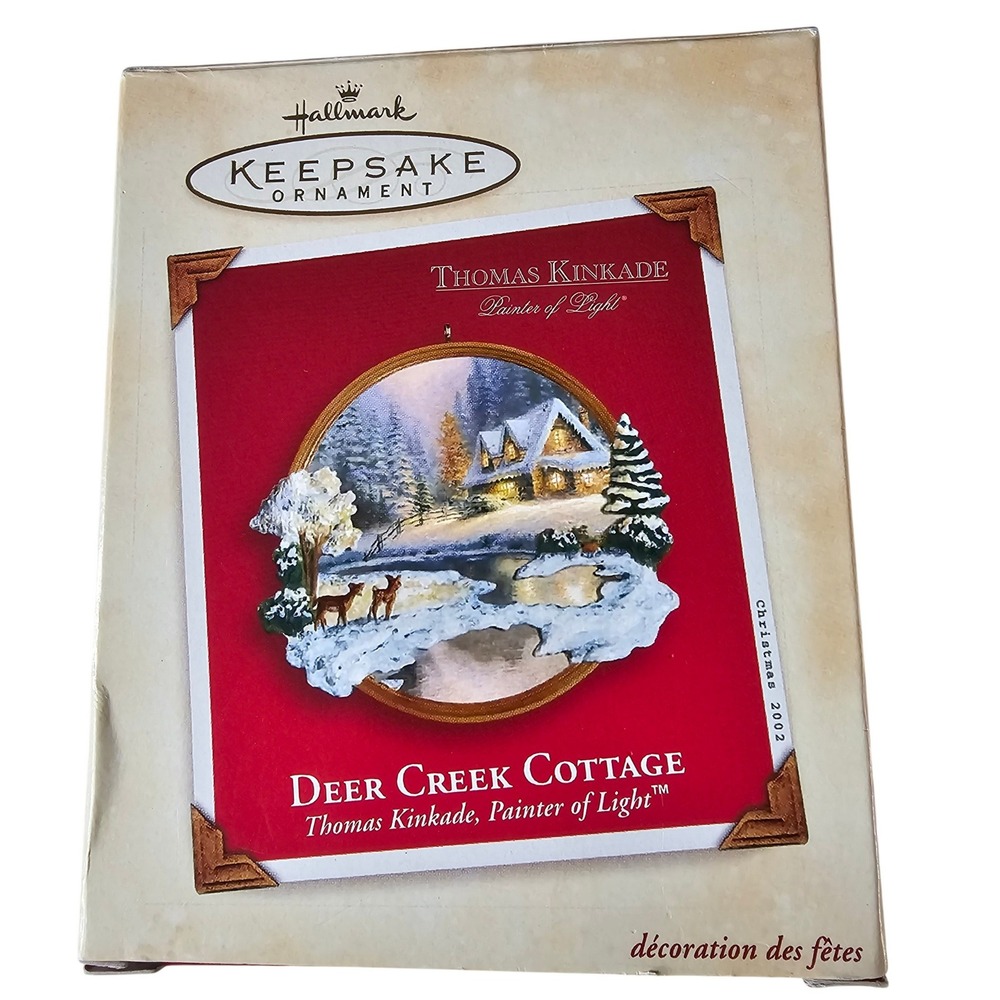 Hallmark Keepsake 2002 Thomas Kinkade Deer Creek Cottage Christmas Ornament